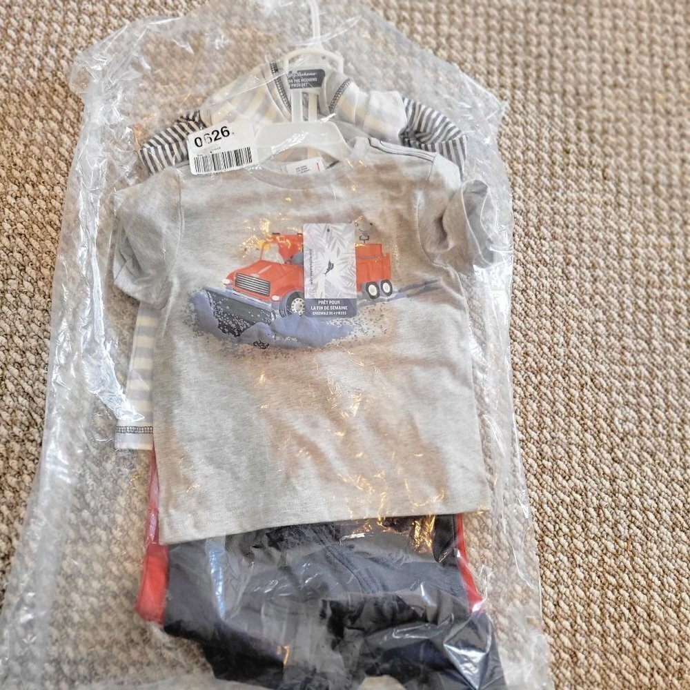 Infant Boys 4pc Mix & Match Dog Truck Matching Top and bottom Pants Set | 24M - Picture 3 of 5